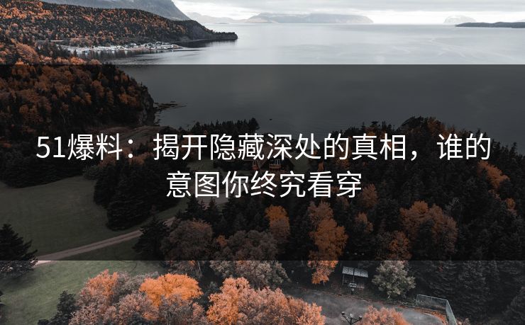 51爆料：揭开隐藏深处的真相，谁的意图你终究看穿