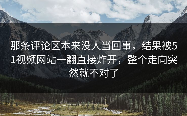 那条评论区本来没人当回事,结果被51视频网站一翻直接炸开,整个走向突然就不对了 那条评论区本来没人当回事,结果被51视频网站一翻直接炸开,整个走向突然就不对了